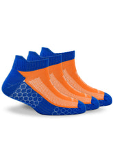 Young Wings Anti-Bacterial Dri-Fit Ankle Length Running Socks - Pack of 3 Pairs, Colour: Orange/Blue