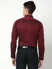 Men's Luthai Supima Mercerised Cotton Checks Design Regular Fit Dress Shirt