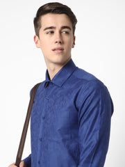 Men's Luthai Supima Mercerised Cotton Abstract Textured Jacquard Design Regular Fit Shirt