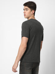 Cotstyle Cotton Fabrics Round Neck Short Length Plain Half Sleeve Casual & Daily Wear Men's T-Shirts - Pack of 1 - Charcoal Mel