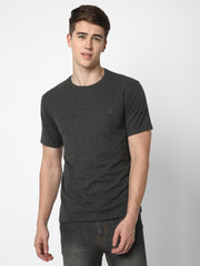 Cotstyle Cotton Fabrics Round Neck Short Length Plain Half Sleeve Casual & Daily Wear Men's T-Shirts - Pack of 1 - Charcoal Mel