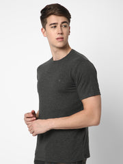 Cotstyle Cotton Fabrics Round Neck Short Length Plain Half Sleeve Casual & Daily Wear Men's T-Shirts - Pack of 1 - Charcoal Mel