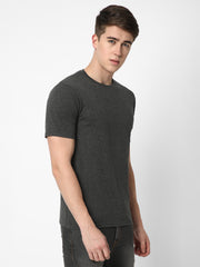 Cotstyle Cotton Fabrics Round Neck Short Length Plain Half Sleeve Casual & Daily Wear Men's T-Shirts - Pack of 1 - Charcoal Mel