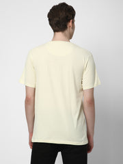 Cotstyle Cotton Fabrics Round Neck Short Length Plain Half Sleeve Casual & Daily Wear Men's T-Shirts - Pack of 1 - Transparent Yellow