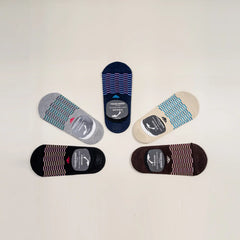 Young Wings Men's Multi Colour Cotton Fabric Design No-Show Socks - Pack of 5, Style no. M1-111 N