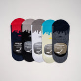 Young Wings Men's Multi Colour Cotton Fabric Design No-Show Socks - Pack of 5, Style no. M1-132 N