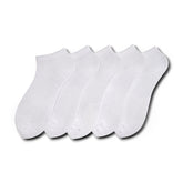 Young Wings Men's White Colour Cotton Fabric Solid Low Ankle Length Socks - Pack of 5, Style no. 1100-M1