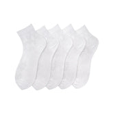 Young Wings Men's White Colour Cotton Fabric Solid Ankle Length Socks - Pack of 5, Style no. 2304-M1