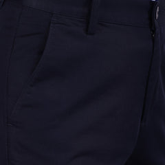 Men's Cotton Mercerised Solid Navy Trousers