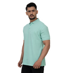 Cotstyle Cotton Fabrics Polo Short Length Plain Half Sleeve Casual & Daily Wear Men's T Shirts - Pack of 1 - Litchen Colour