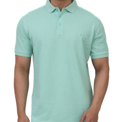 Cotstyle Cotton Fabrics Polo Short Length Plain Half Sleeve Casual & Daily Wear Men's T Shirts - Pack of 1 - Litchen Colour