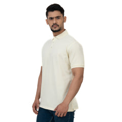 Cotstyle Cotton Fabrics Polo Short Length Plain Half Sleeve Casual & Daily Wear Men's T Shirts - Pack of 1 - Transparent Yellow Colour