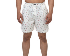 Cotstyle White & Red Colour Cotton Fabrics Checks Printed Above Knee Length Casuals Mens Wear Boxers - Pack of 2