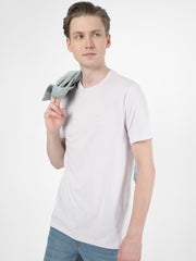 Cotstyle Cotton Fabrics Round Neck Short Length Plain Half Sleeve Casual & Daily Wear Men's T-Shirts - Pack of 1 - Evening Haze