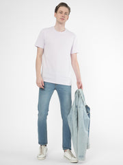 Cotstyle Cotton Fabrics Round Neck Short Length Plain Half Sleeve Casual & Daily Wear Men's T-Shirts - Pack of 1 - Evening Haze