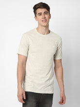 Cotstyle Cotton Fabrics Round Neck Short Length Plain Half Sleeve Casual & Daily Wear Men's T-Shirts - Pack of 1 - Oatmeal Melange