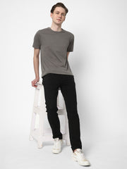 Cotstyle Cotton Fabrics Round Neck Short Length Plain Half Sleeve Casual & Daily Wear Men's T-Shirts - Pack of 1 - Smoked Pearl