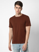 Cotstyle Cotton Fabrics Round Neck Short Length Plain Half Sleeve Casual & Daily Wear Men's T-Shirts - Pack of 1 - Brown
