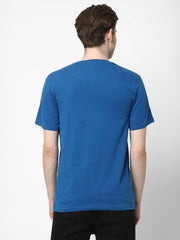 Cotstyle Cotton Fabrics Round Neck Short Length Plain Half Sleeve Casual & Daily Wear Men's T-Shirts - Pack of 1 - Blue Glow