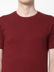 Cotstyle Cotton Fabrics Round Neck Short Length Plain Half Sleeve Casual & Daily Wear Men's T-Shirts - Pack of 1 - Chocolate