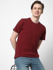 Cotstyle Cotton Fabrics Round Neck Short Length Plain Half Sleeve Casual & Daily Wear Men's T-Shirts - Pack of 1 - Chocolate