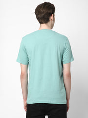 Cotstyle Cotton Fabrics Round Neck Short Length Plain Half Sleeve Casual & Daily Wear Men's T-Shirts - Pack of 1 - Nile Blue