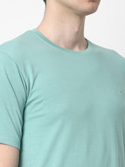 Cotstyle Cotton Fabrics Round Neck Short Length Plain Half Sleeve Casual & Daily Wear Men's T-Shirts - Pack of 1 - Nile Blue