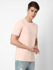 Cotstyle Cotton Fabrics Round Neck Short Length Plain Half Sleeve Casual & Daily Wear Men's T-Shirts - Pack of 1 - Imp Pink
