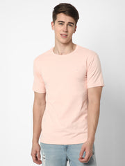 Cotstyle Cotton Fabrics Round Neck Short Length Plain Half Sleeve Casual & Daily Wear Men's T-Shirts - Pack of 1 - Imp Pink