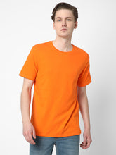 Cotstyle Cotton Fabrics Round Neck Short Length Plain Half Sleeve Casual & Daily Wear Men's T-Shirts - Pack of 1 - Orange