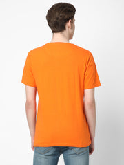 Cotstyle Cotton Fabrics Round Neck Short Length Plain Half Sleeve Casual & Daily Wear Men's T-Shirts -  Pack of 1 - Orange
