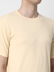 Cotstyle Cotton Fabrics Round Neck Short Length Plain Half Sleeve Casual & Daily Wear Men's T-Shirts - Pack of 1 - Peach Pure