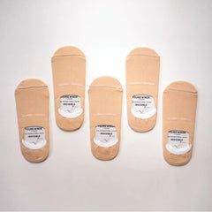 Young Wings Women's LT.Beige Colour Cotton Fabric Solid No-Show Socks - Pack of 5, Style no. 9001-W1