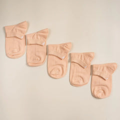 Young Wings Women's Beige Colour Cotton Fabric Design Low Ankle Length Socks - Pack of 5, Style no. 6101-W