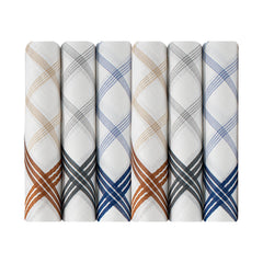 Men's Imerial Premium Cotton 6 Piece Handkerchief Set - White Stripe