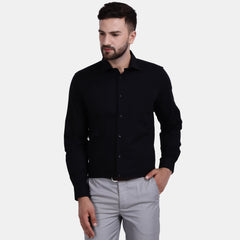 Men's Luthai Supima Mercerised Cotton Self Check Textured Jacquard Weave Design Regular Fit Dress Shirt