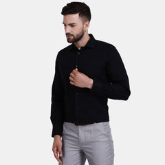 Men's Luthai Supima Mercerised Cotton Self Check Textured Jacquard Weave Design Regular Fit Dress Shirt