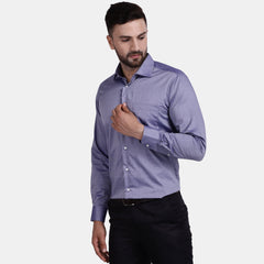 Men's Luthai Supima Mercerised Cotton Broken Herringbone Jacquard Design Regular Fit Dress Shirt
