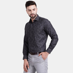 Men's Luthai Supima Mercerised Cotton Abstract Textured Jacquard Design Regular Fit Shirt