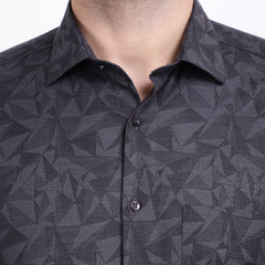 Men's Luthai Supima Mercerised Cotton Abstract Textured Jacquard Design Regular Fit Shirt