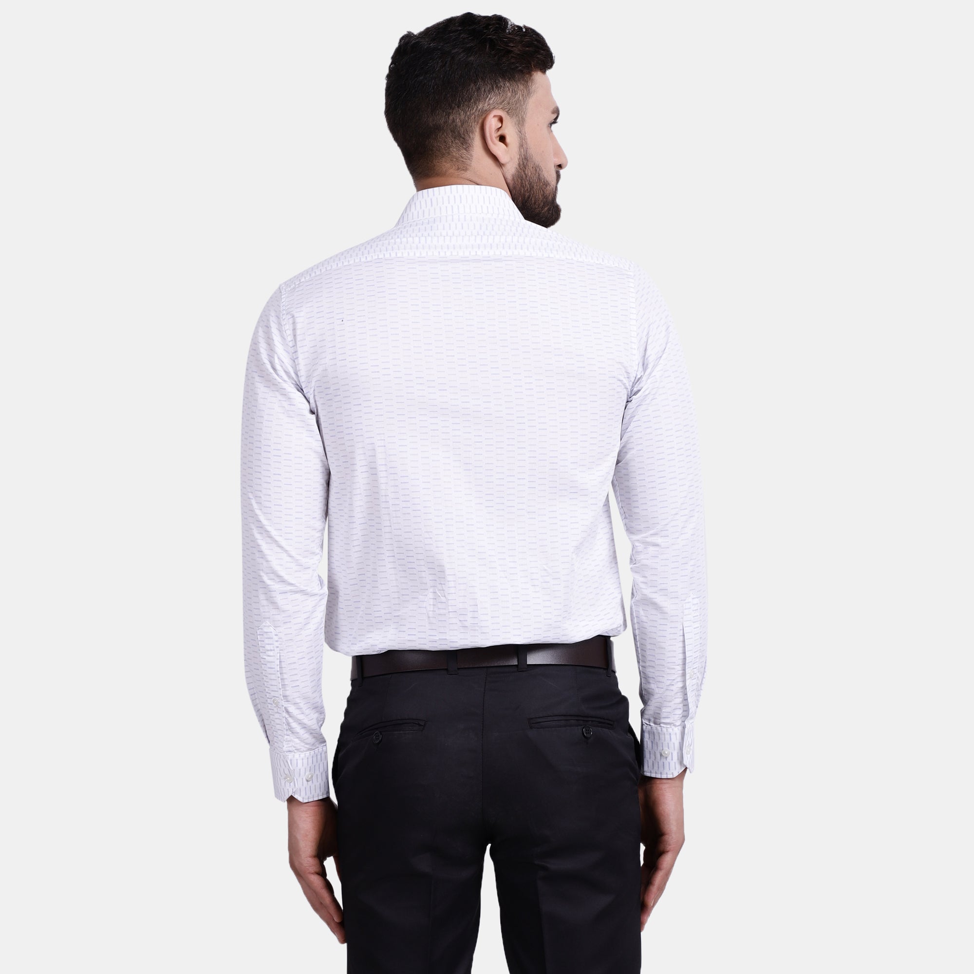 Men's Luthai Supima Mercerised Cotton Small Broken Stripe Jacquard Design Slim Fit Dress Shirt