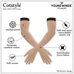 Women's Antibacterial Cotton Full Hand Gloves - Pack of 1 Pair