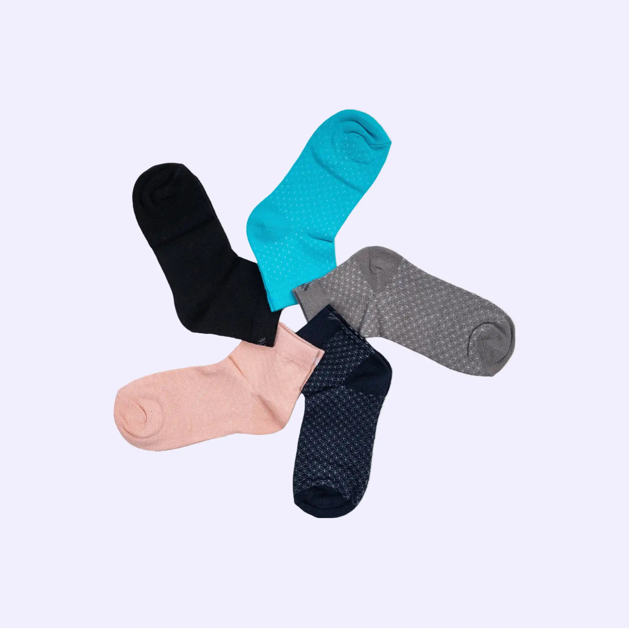 Young Wings Women's Multi Colour Cotton Fabric Solid Ankle Length Socks - Pack of 5, Style no. 5117-W1