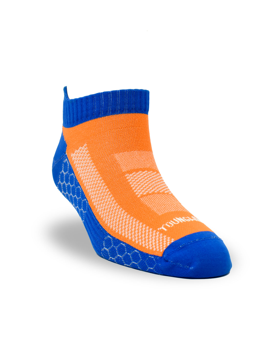 Young Wings Anti-Bacterial Dri-Fit Ankle Length Running Socks - Pack of 3 Pairs, Colour: Orange/Blue