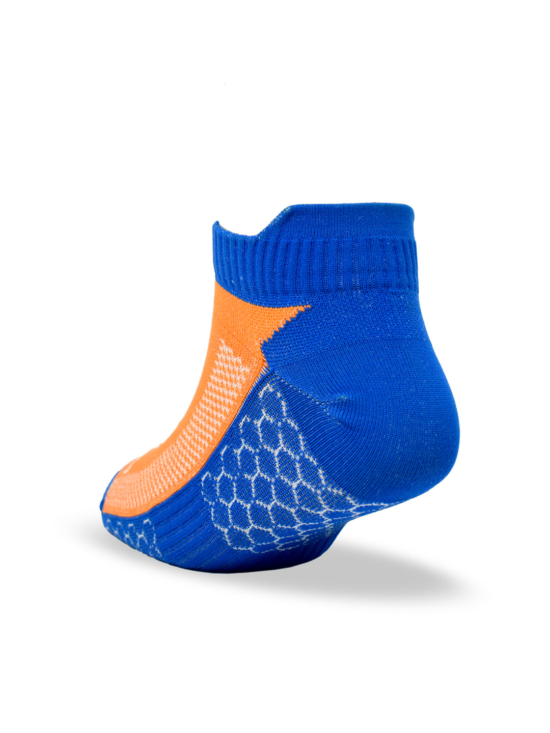 Young Wings Anti-Bacterial Dri-Fit Ankle Length Running Socks - Pack of 3 Pairs, Colour: Orange/Blue
