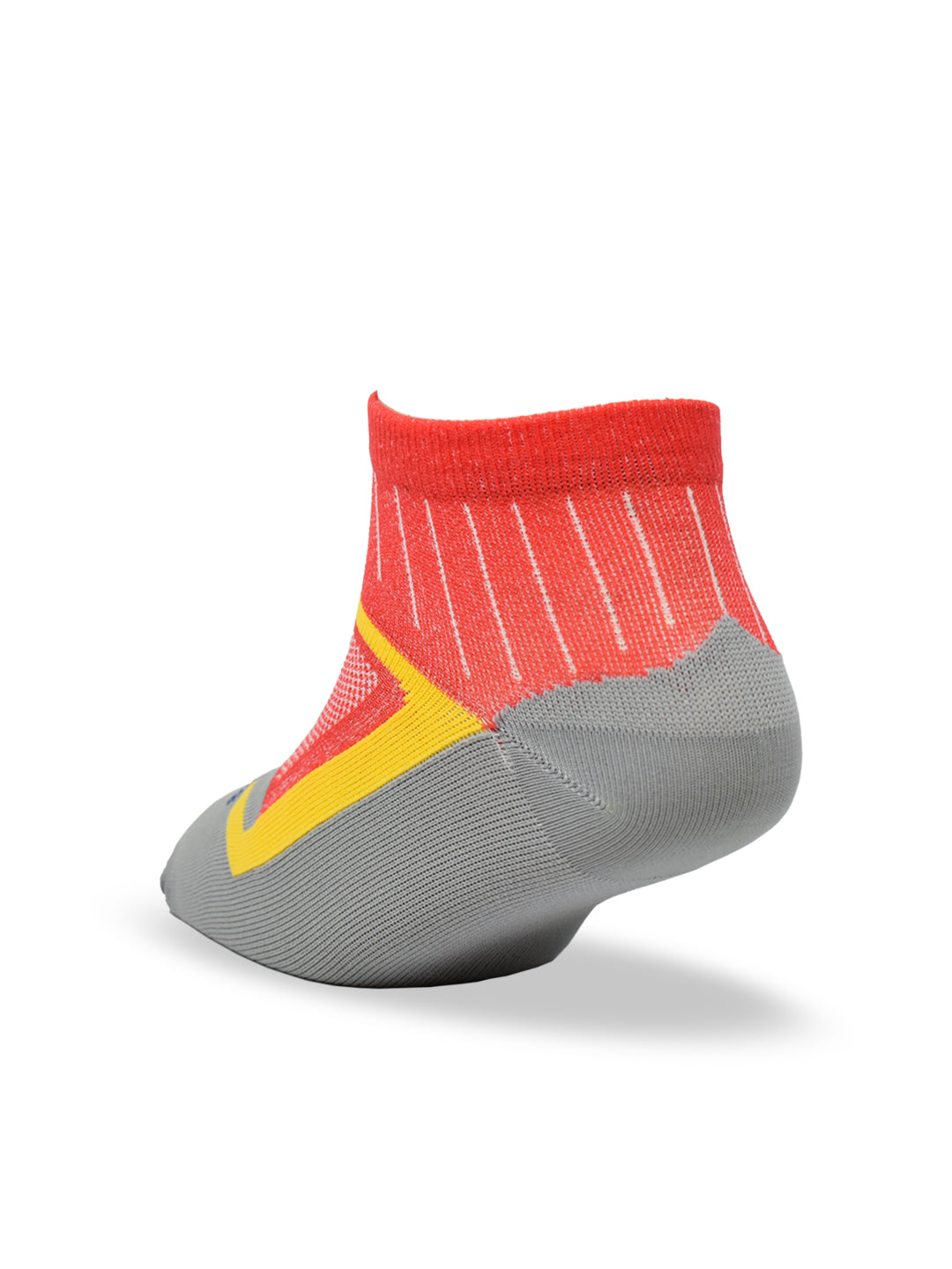 Young Wings Anti-Bacterial Dri-Fit Ankle Length Running Socks - Pack of 3 Pairs, Colour: Red/Grey