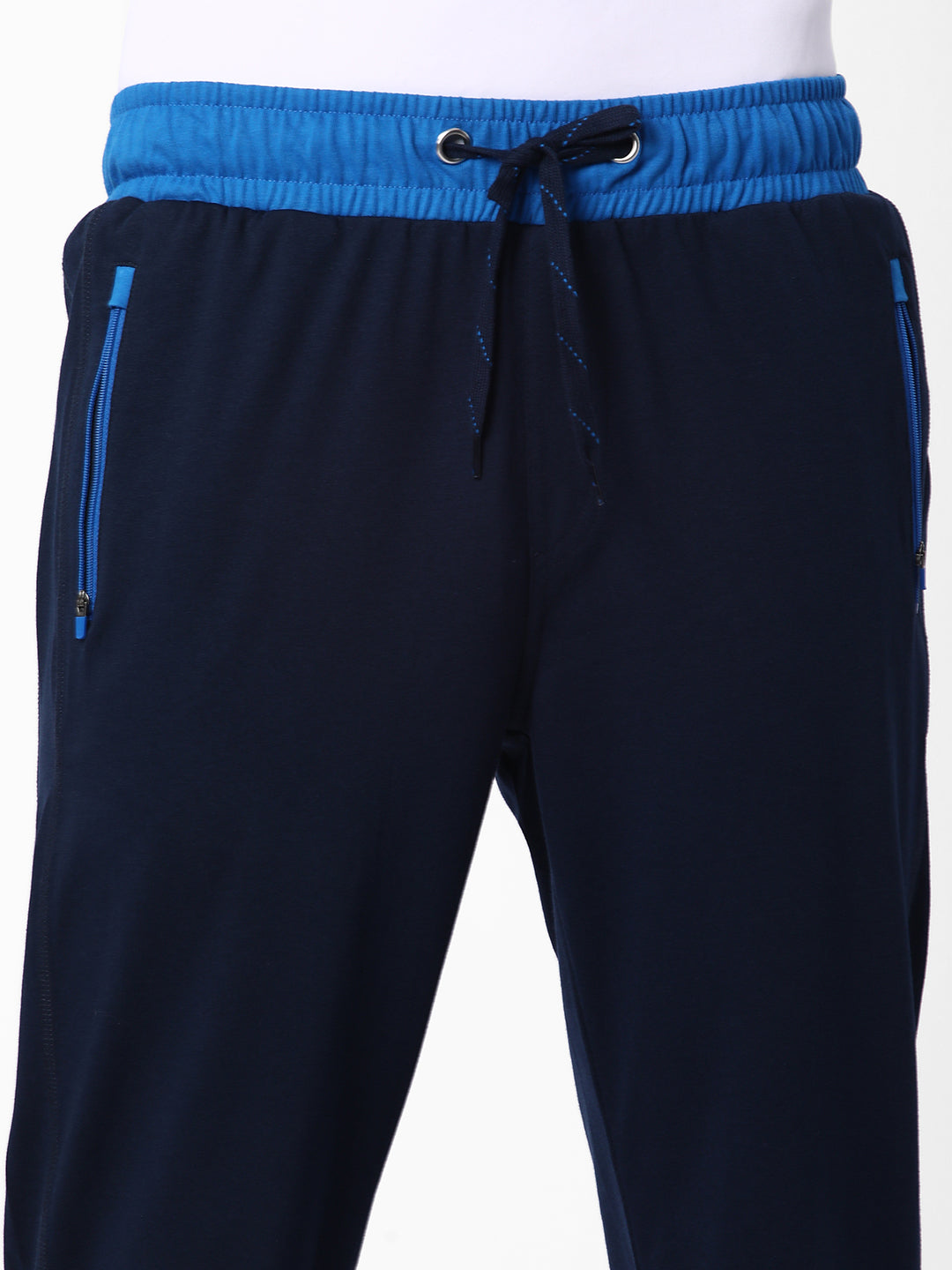 Cotstyle Men's Super Combed Cotton Slim-Fit Track Pants with Side Pocket, Colour Navy-Style no.TP1100