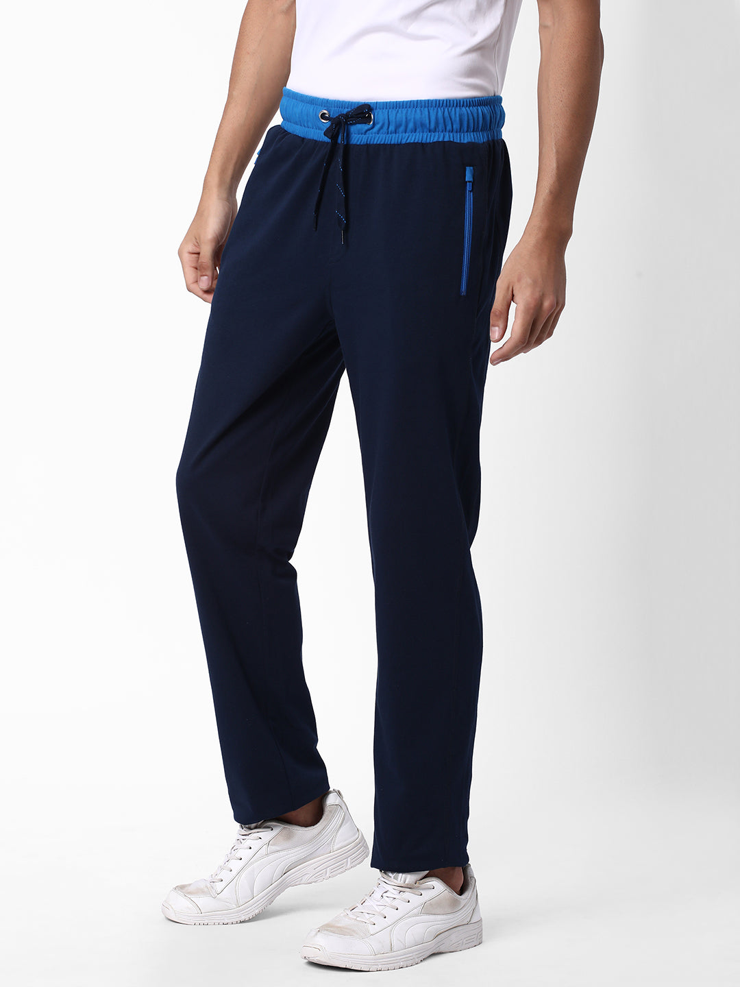 Buy Jockey AM44 Slim Fit Track Pant With Drawstring Closure And Zipper  Pocket Navy L Online at Low Prices in India at Bigdeals24x7.com