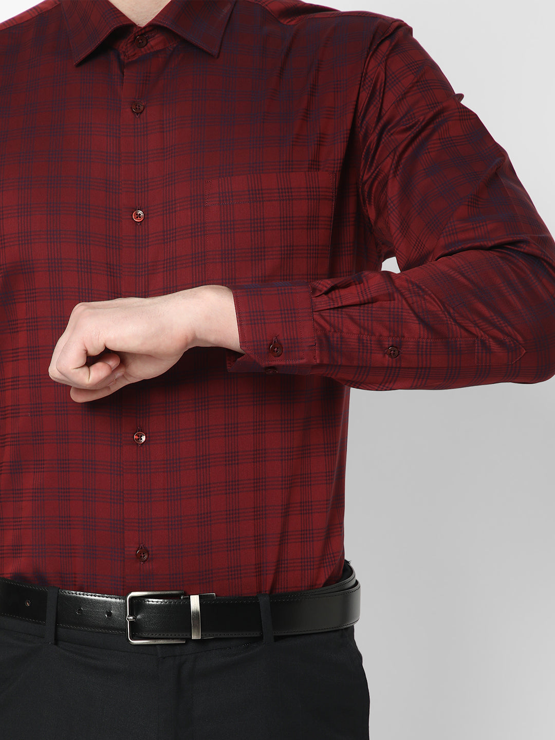 Men's Luthai Supima Mercerised Cotton Checks Design Regular Fit Dress Shirt