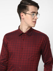 Men's Luthai Supima Mercerised Cotton Checks Design Regular Fit Dress Shirt